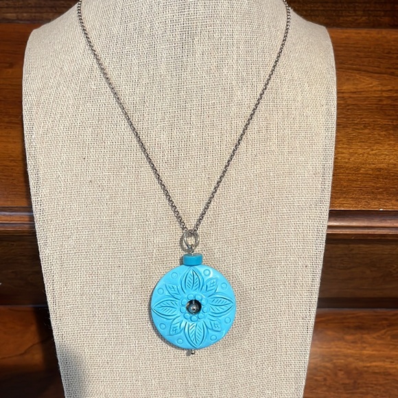 🇮🇹 Italian turquoise coloured pendant on Italian Sterling Silver 925 chain - Picture 1 of 12